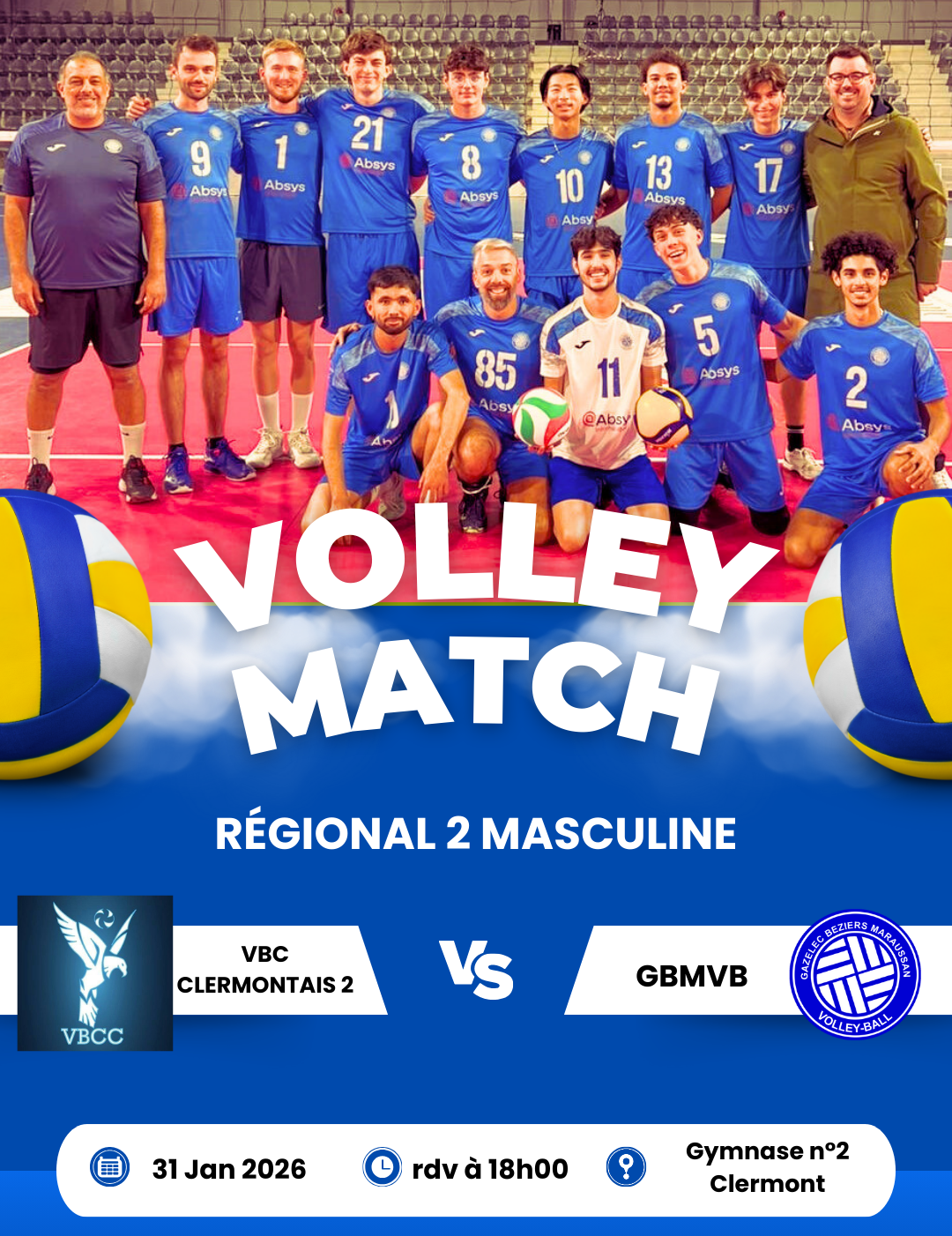 régional masculin rencontre Clermont VBC