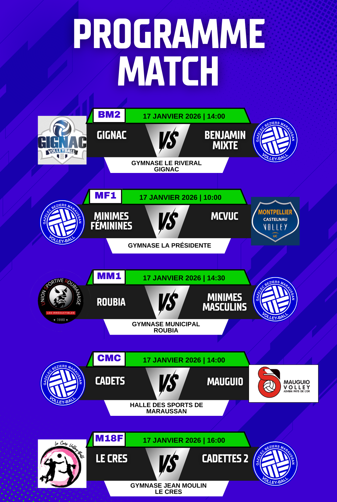 rencontre du samedi 17 janvier